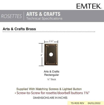 Emtek 2451 Brass Arts & Crafts Door Bell Cover